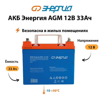 Аккумулятор для ИБП Энергия AGM 12v 33Ah - ИБП и АКБ - Аккумуляторы - магазин электрооборудования amperomvolt.ru
