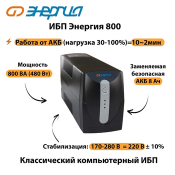 Энергия ИБП 800 - ИБП и АКБ - ИБП для компьютера - магазин электрооборудования amperomvolt.ru